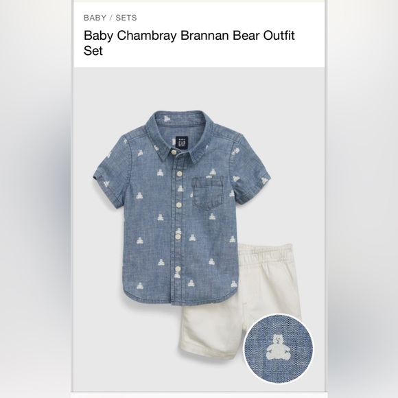 Baby Chambray Brannan Bear Outfit Set - Picture 1 of 4